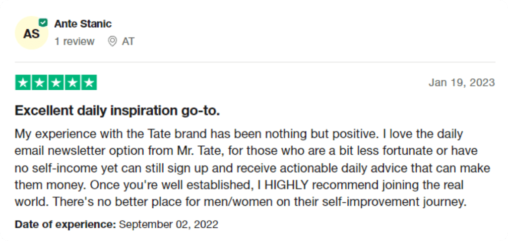 andrew tate course trustpilot review #1